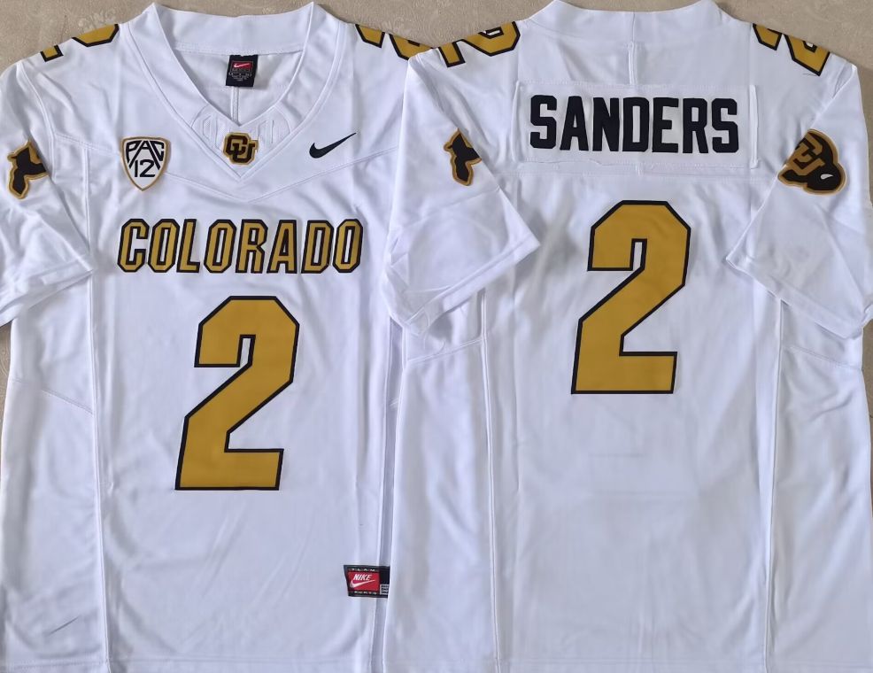 Men Colorado Buffaloes #2 Sanders White 2025 Nike Limited NCAA Jersey style 2